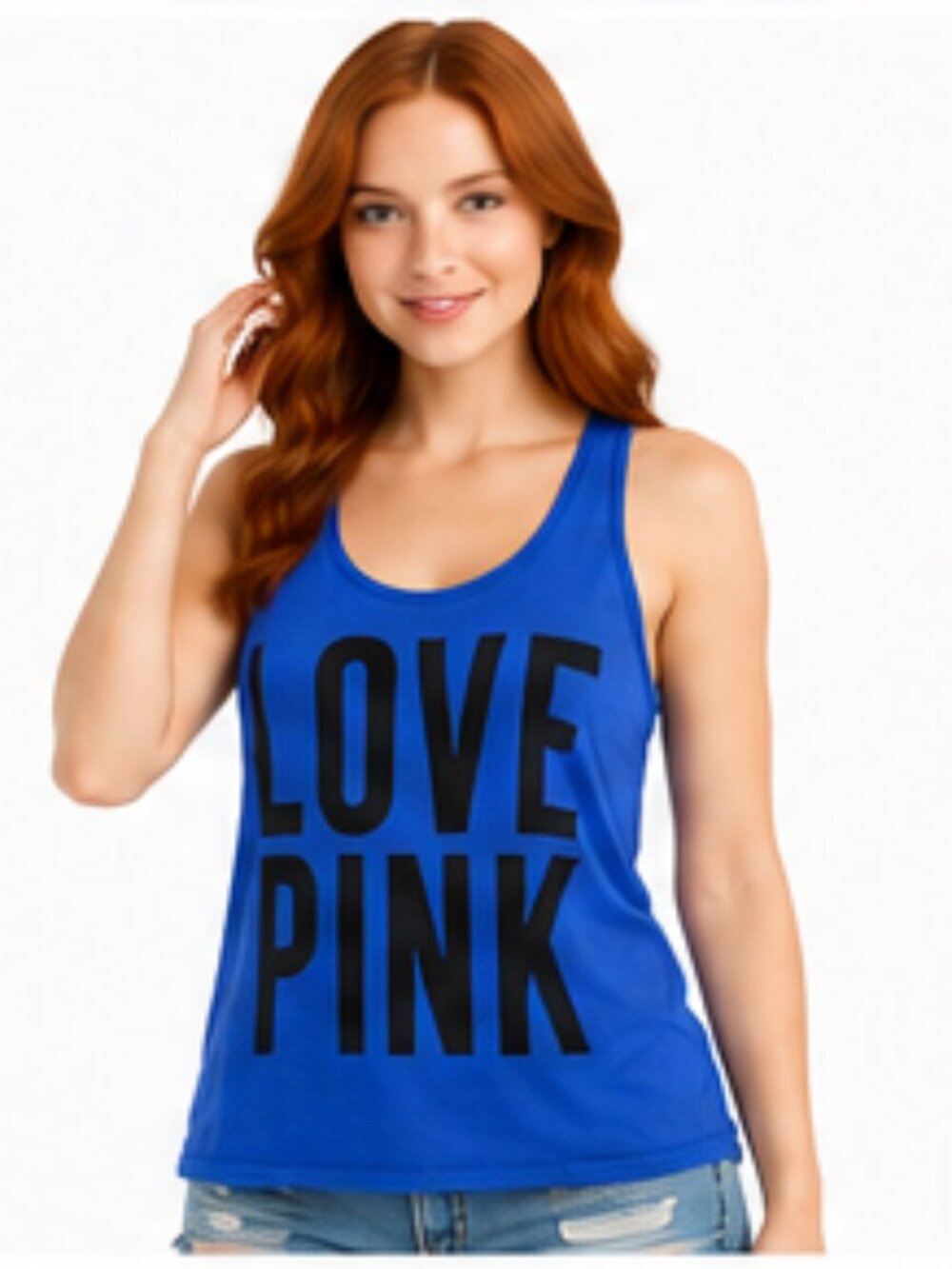 PINK Victoria's Secret Royal Blue 'LOVE PINK' Graphic Tank
